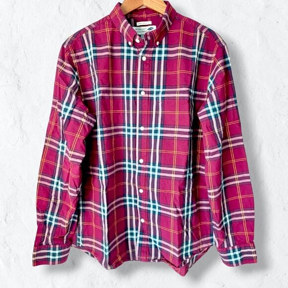Old Navy Other - Old Navy Brick Red Plaid Flannel Button-down Shirt Sz L